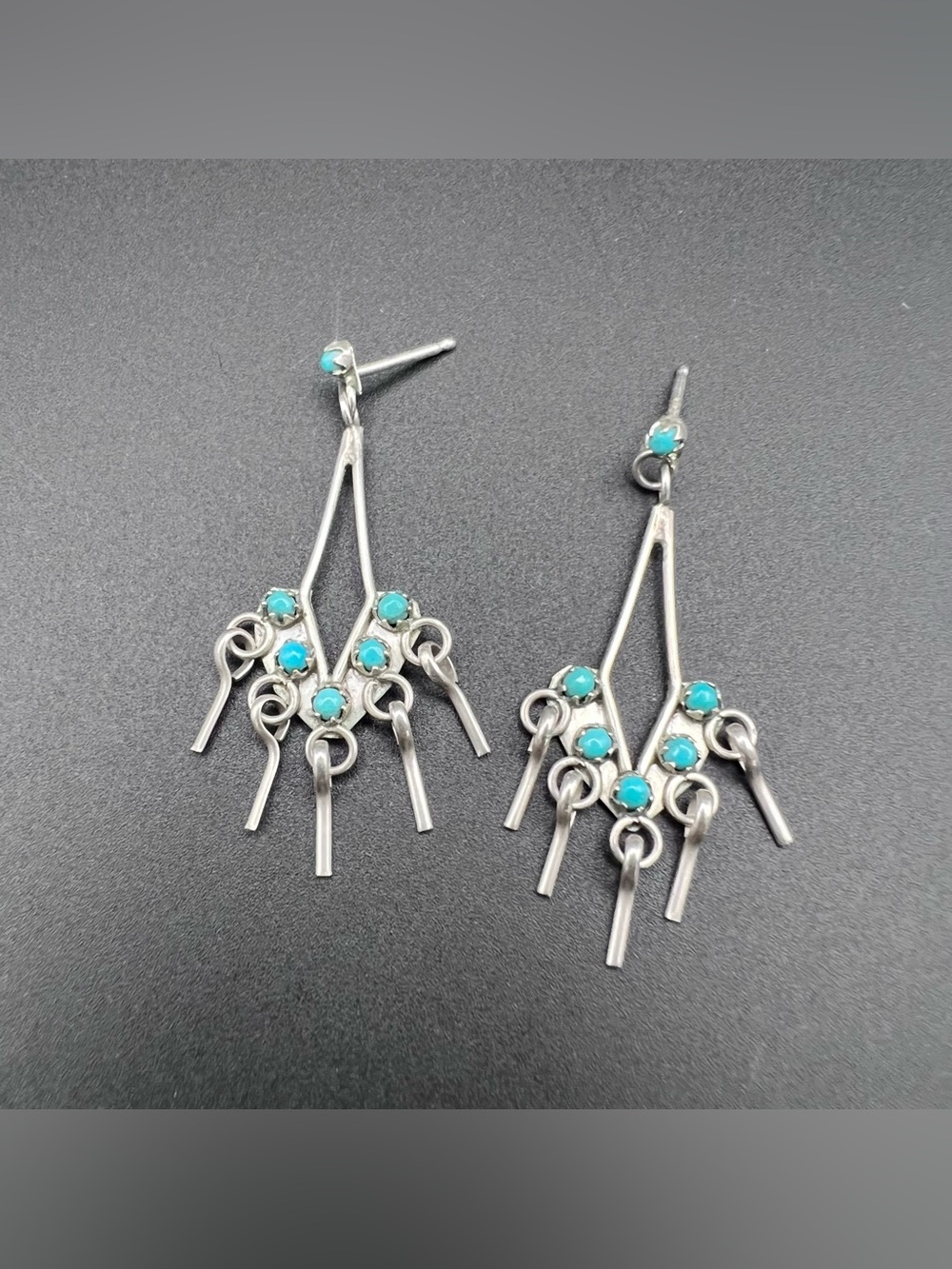 Native American Zuni Turquoise Chandelier Earrings